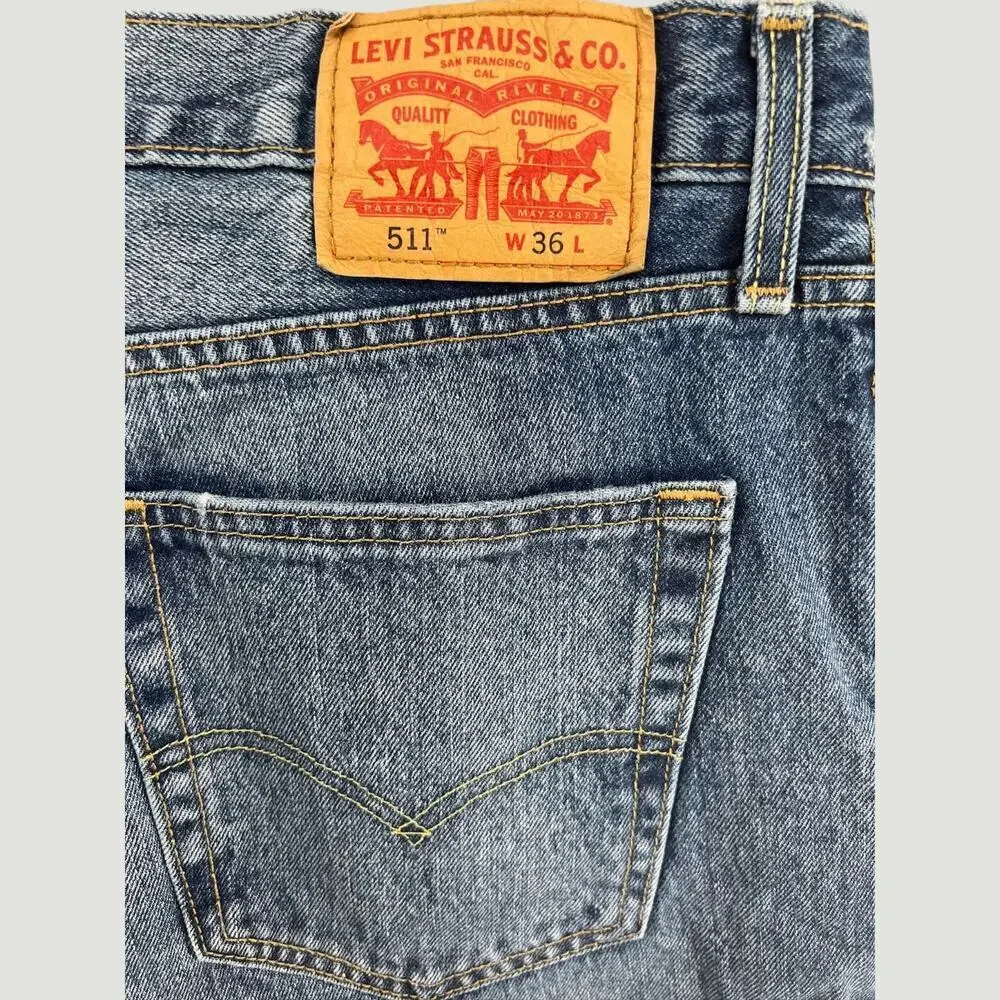 VTG Levi’s 511 Y2K Cutoff Denim Shorts Distressed Raw Hem W36